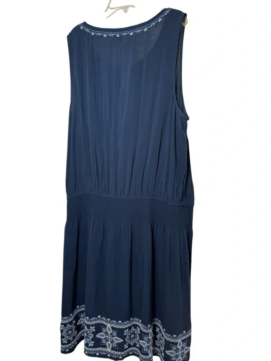 J. Jill Sleeveless Navy Embroidered Midi Dress Women’s XLP - Picture 3 of 9